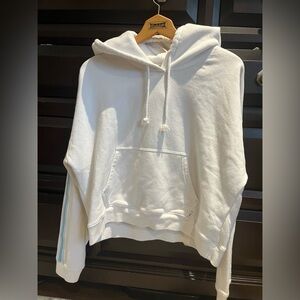 ARITZIA TNA White Cropped Hoodie with stripes on arms size M